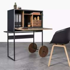 Arbeitsplatz flexibel Home Office Holz Tisch mit Schränke fahrbar Movo THE FREE SPIRIT