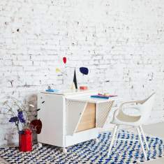 Arbeitsplatz flexibel Home Office weiss Tisch mit Schränke fahrbar Movo THE FREE SPIRIT
