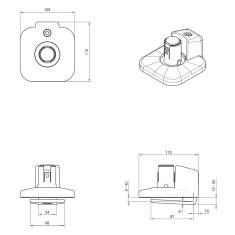 technisches Bild Dataflex Viewprime Auftischklemme oben - Halterung 713