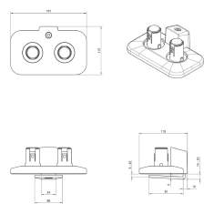 technisches Bild Dataflex Viewprime Auftischklemme oben - Halterung 720