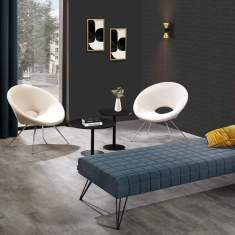 Clubsessel Stoff Loungesessel Sessel weiss Loungemöbel, SMV Sitz- & Objektmöbel, Circ